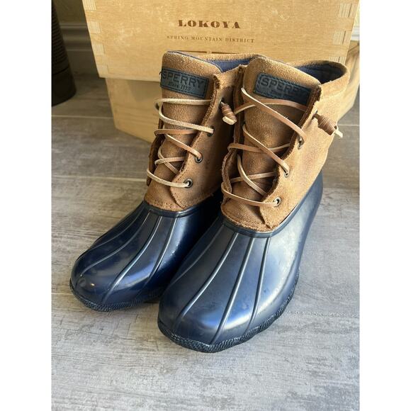 SPERRY Saltwater Duck Boots Waterproof Rubber Bootie Leather Classic 8 8M - Picture 1 of 11